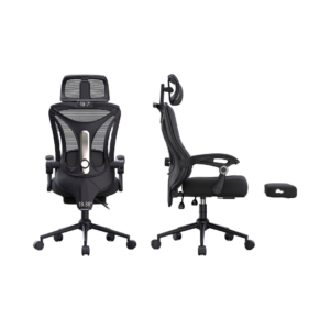 ergonomic office chair adjustable lumbar & headrest, 90 160° reclining with footrest,