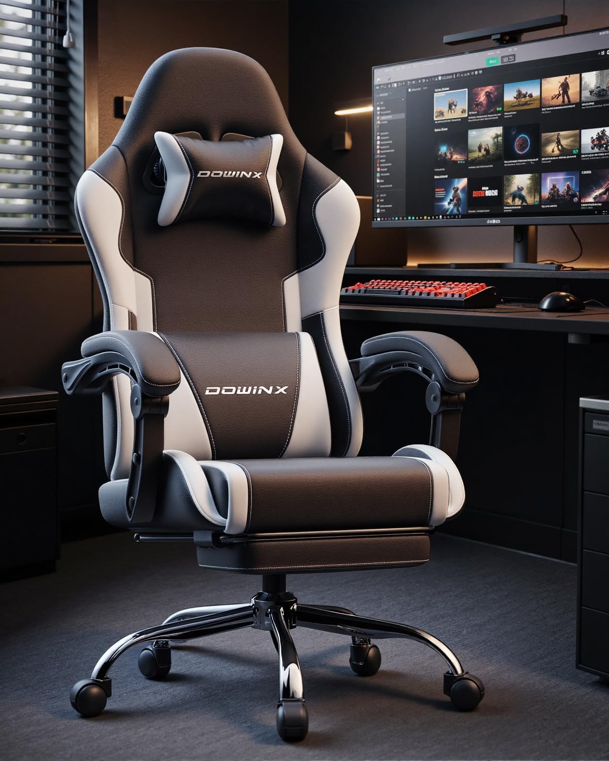 dowinx ergonomic gaming chair with footrest & massage lumbar, 2d linkage armrests for dowinx ergonomic gaming chair with footrest & massage lumbar, 2d linkage armrests for
