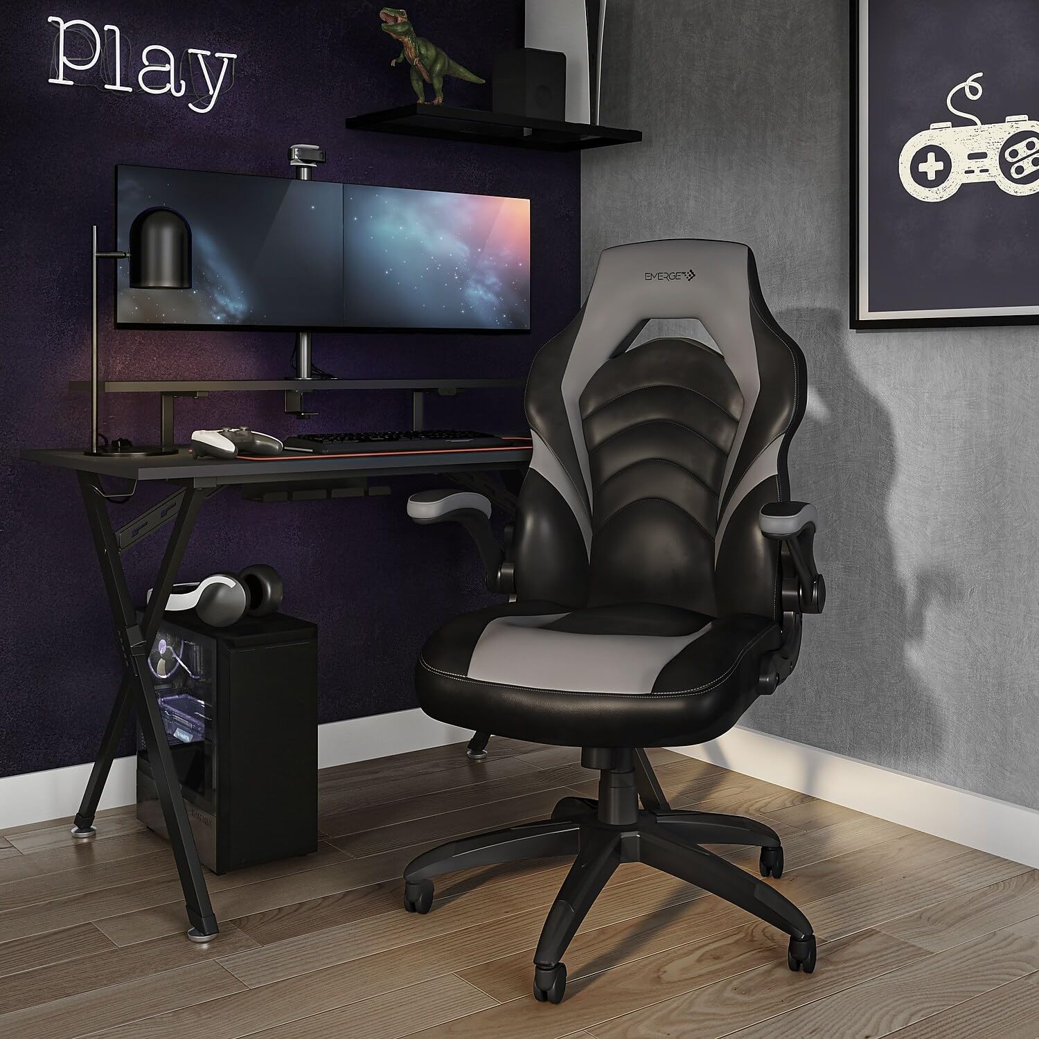 staples emerge vortex gaming chair, ergonomic, adjustable height, swivel, black staples emerge vortex gaming chair, ergonomic, adjustable height, swivel, black