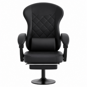 gaming chair with footrest, ergonomic leather computer chair with lumbar support, height