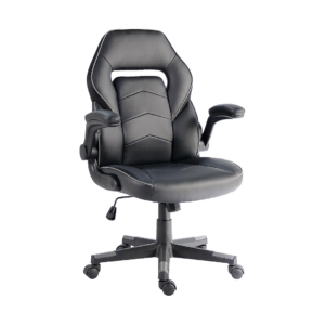nusparc spawnsafe gaming chair, adjustable height, flip up armrests, 360° swivel, black/grey