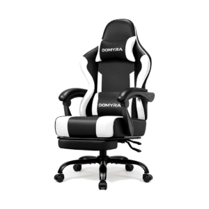 gaming chair gamer game ergonomic with footstool lumbar support deep black |