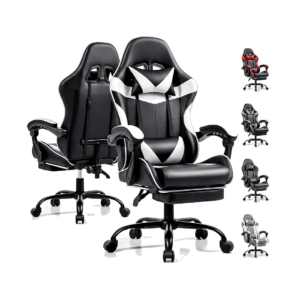 gaming chair, ergonomic computer chair with footrest and lumbar support, height adjustable