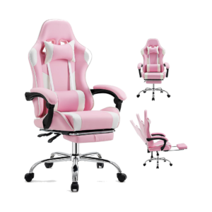 dumos ergonomic gaming office desk chair with footrest and headrest for adults,