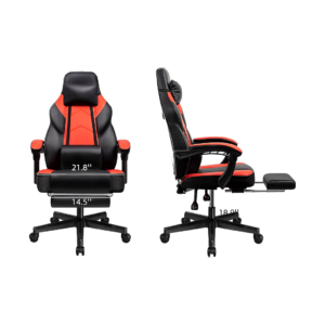 shintenchi gaming chair with footrest, massage lumbar support, height adjustment, and 360°