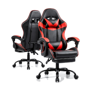 gaming chair with footrest and lumbar support, height adjustable chair with 360°office